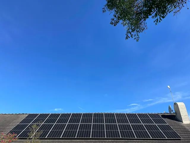 Rooftop solar panel installation on a home in Constantia, Cape Town